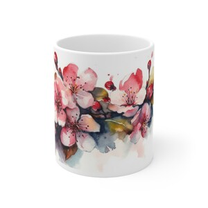 Cherry Blossom Mug, Mug with Flowers, Botanical Mug, Cherry Blossom Mug, Cherry Blossom Flower Mug, Floral Mug, 11oz Mug