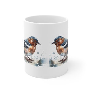 Chaffinch Bird Mug, Mug with Birds, Nature Mug, Watercolor, Bird Mug, 11oz Mug - Version 3