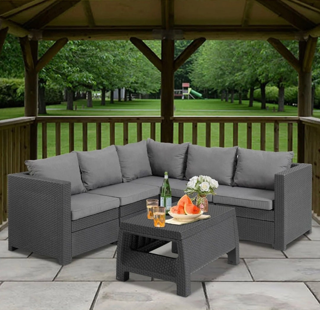 Keter 5 Seater Rattan Lounge Sofa Set Garden Furniture Patio Etsy UK