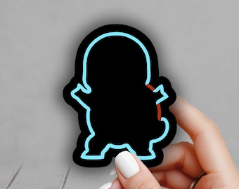 Squirtle Neon Pokemon Sticker, Silhouette Dark, Gen 1 Sticker - Laptop, Planners, Journaling, Hydroflask, Yeti, Water bottle Sticker