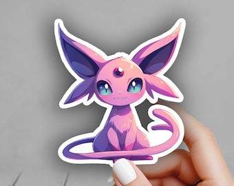 Cute Espeon Pokemon Sticker - Laptop, Planners, Journaling, Hydroflask, Yeti, Water bottle Sticker