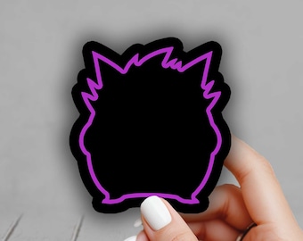 Gengar Neon Pokemon Sticker, Silhouette Dark, Gen 1 Sticker - Laptop, Planners, Journaling, Hydroflask, Yeti, Water bottle Sticker