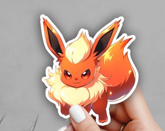 Cute Flareon Eeveelutions Pokemon Sticker - Laptop, Planners, Journaling, Hydroflask, Yeti, Water bottle Sticker