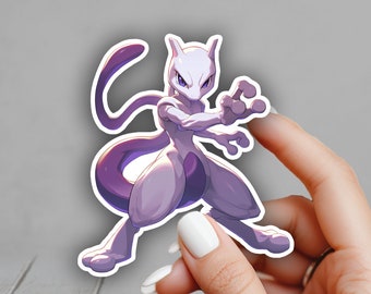 Mewtwo Pokemon Sticker Gen 1- Laptop, Planners, Journaling, Hydroflask, Yeti, Water bottle Sticker
