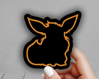 Eevee Neon Pokemon Sticker, Silhouette Dark, Gen 1 Sticker - Laptop, Planners, Journaling, Hydroflask, Yeti, Water bottle Sticker