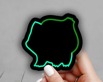 Bulbasaur Neon Pokemon Sticker, Silhouette Dark, Gen 1 Sticker - Laptop, Planners, Journaling, Hydroflask, Yeti, Water bottle Sticker