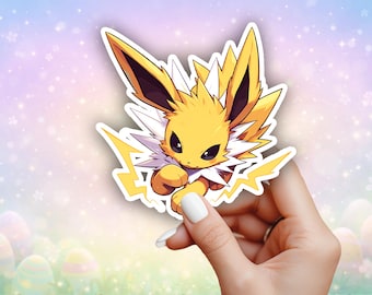 Cute Jolteon Eeveelutions Pokemon Sticker - Laptop, Planners, Journaling, Hydroflask, Yeti, Water bottle Sticker