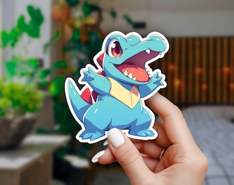 Cute Totodile Sticker, Gen 2 Starter, WATERPROOF! - Perfect for Laptops, Phones, Water Bottles, Cars, Planners, Journaling, Notebooks