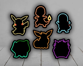 Starter Dark Silhouette Pokemon Stickers Gen 1, Halloween Pokemon, Bundle Pack! Laptop, Planners, Journaling, Car, Yeti, Water Bottle