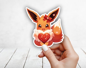 Cute Eevee Valentine's Day Sticker Pokemon - Perfect Gift, Laptop, Planners, Journal, Hydroflask, Yeti, Water bottle, Vinyl, Waterproof