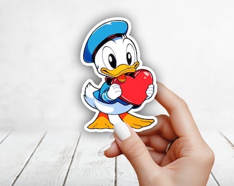 Donald Duck Valentine's Day Sticker - Laptop, Planners, Journal, Hydroflask, Yeti, Water bottle, Vinyl, Waterproof