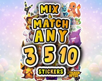 Mix & Match Any 3, 5, or 10 Cute Pokemon Stickers | Waterproof Vinyl Laptop, Hydro Flask, Water Bottle Decals