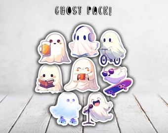 Ghost Sticker BUNDLE, Summer Halloween Popsicles - Laptop, Planners, Journaling Hydroflask, Yeti, Water bottle Sticker, Vinyl Decal