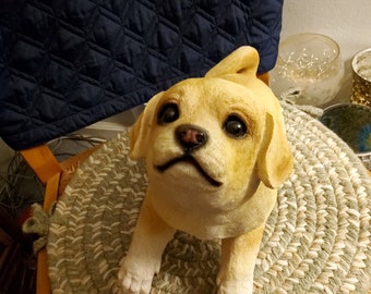 Large polystone Yellow Lab puppy figurine