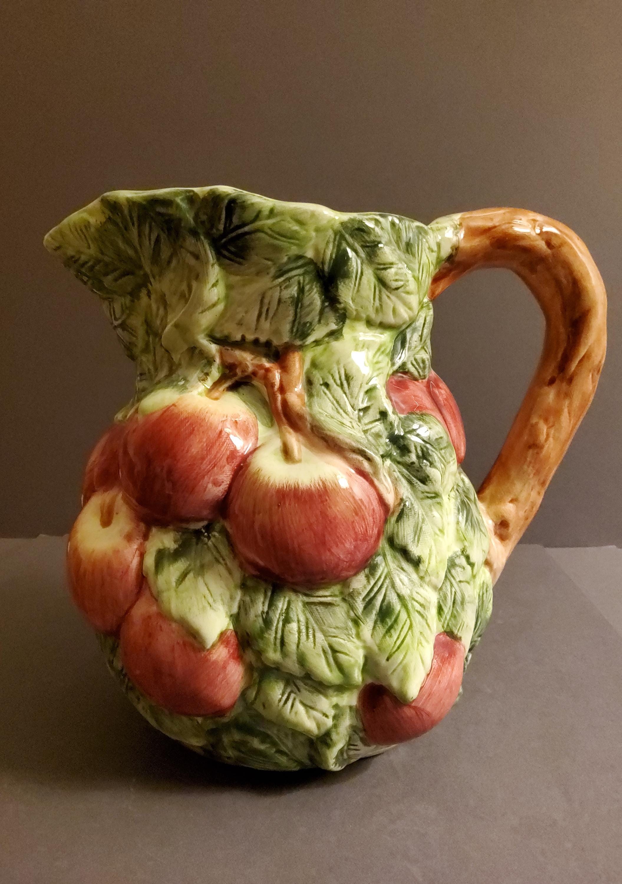 Majolica Pottery Apple Pitcher by World Bazaar - Fall Table - Etsy