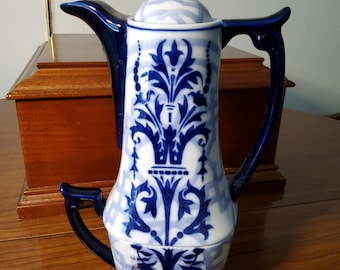 Juego de café/té de cerámica moderna en azul y blanco