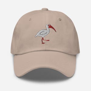 White Ibis Hat, Ibis ballcap, Ibis dad hat, wading bird hat, white bird hat