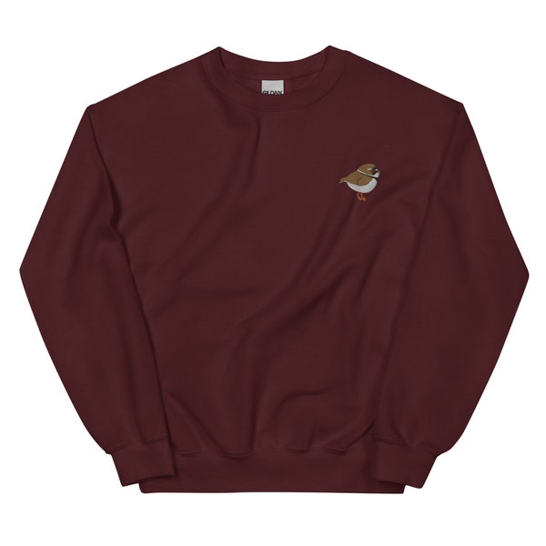Semipalmated Plover Shorebird Embroidered Sweatshirt, Bird sweatshirt, Embroidered Shorebird Crew neck