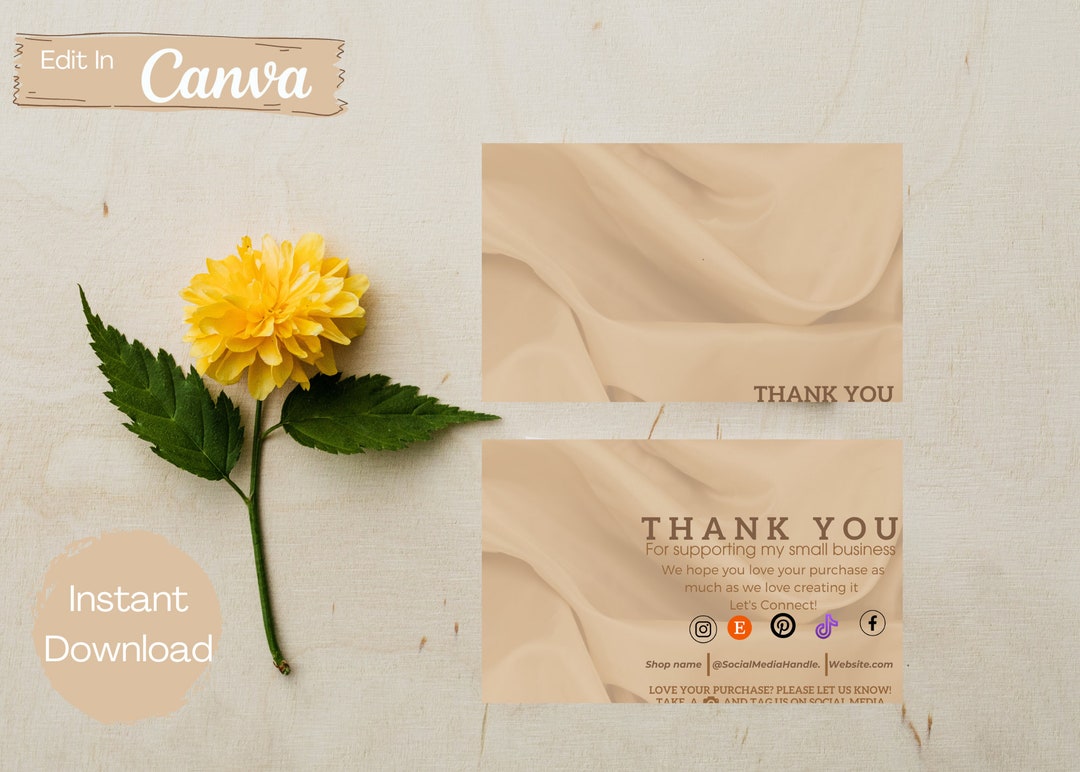 Small Business Thank You Card Template, Editable Thank You Card, Shop