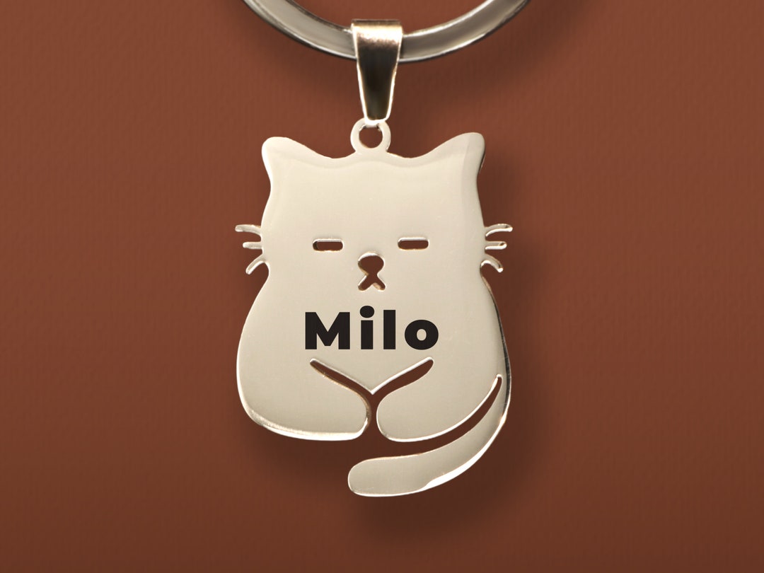 Cute Cat Shape ID Tag Custom Cat Keychain Cat Collar Tag Personalized cute-cat-shape-id-tag-custom-cat-keychain-cat-collar-tag-personalized