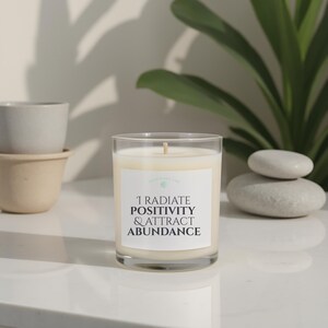 I Radiate Positivity - Inspirational Affirmation Soy Candle | Eco-Friendly 11oz Natural Soy Wax | Motivational Quote Candle, Gift for Her