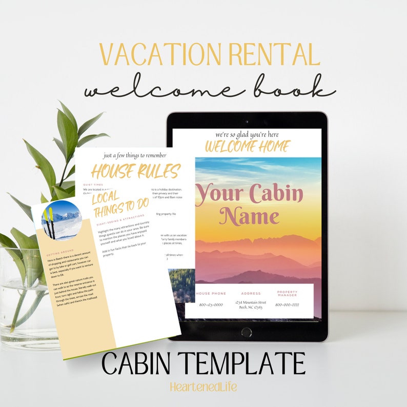 Vacation Rental Book Template for Cabin, Customizable Template