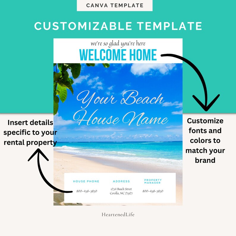Vacation Rental Welcome Book Template for Beach House, Customizable ...