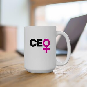 Feminist Empowerment Ceramic Mug, Inspirational Gift for Women, Coffee Tea Mug, Empowerment Statement, Pink Feminist Symbol