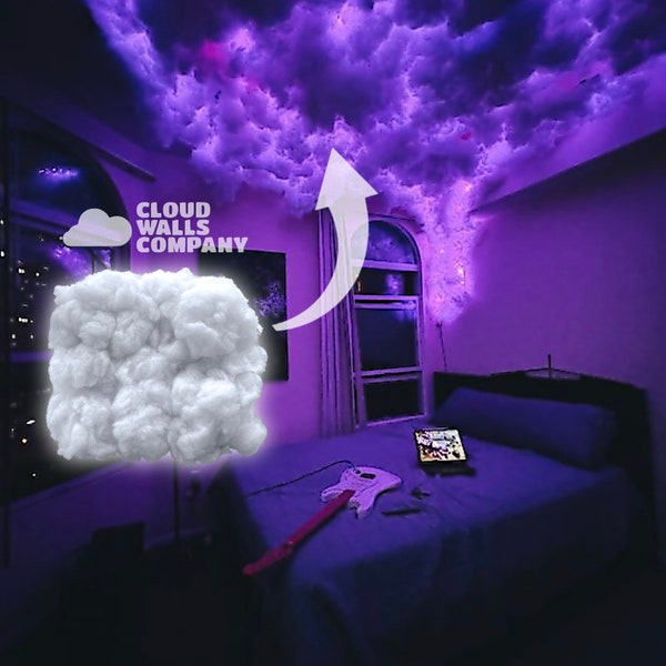 Cloud Ceiling Kit | Acoustic 3D wall panels - Game room | Storm LED cloud - Sound absorbing & Stage Back drop (10 panels)