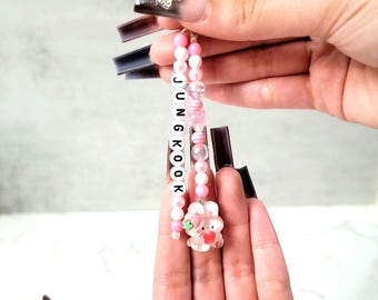 Handmade Beaded Keychain /Kpop Bias gift/ Jungkook Bag Charm/ BTS Keychain Fanmade