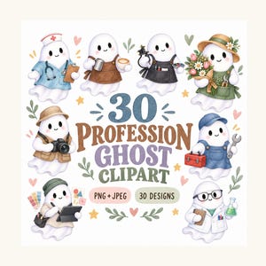 30 yrkesspöken clipart-paket, karriär PNG JPEG (digital nedladdning)