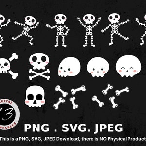 Cute Skeleton Bundle svg, Skeleton For Kids, Halloween Skeleton svg, Halloween Clipart, Halloween svg, Skeleton Silhouette, Cute Halloween