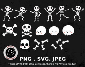 Cute Skeleton Bundle svg, Skeleton For Kids, Halloween Skeleton svg, Halloween Clipart, Halloween svg, Skeleton Silhouette, Cute Halloween