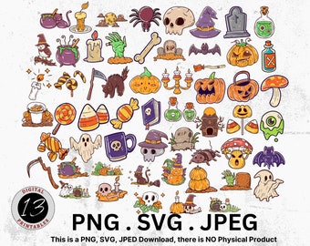 Halloween Clipart Bundle, Halloween PNG, Halloween Bundle, Digital Halloween, Pumpkin Clipart, Cute Halloween, Cute Halloween Clipart PNG