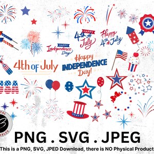 4th of July Clipart Bundle, Clipart Bundle, 4th of July, Holiday Clipart, 4th of July PNG, Independence Day PNG, 4th of July SVG, Patriotic