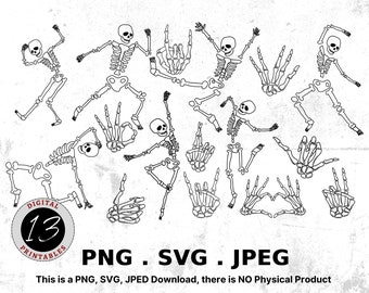 Skeleton Bundle svg, Halloween svg, Skeleton Silhouette svg, Halloween Skeleton Outline Clipart, Halloween Clipart, Skeleton PNG, Bundle svg