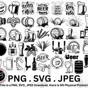 Beer Clipart Bundle SVG, Beer PNG, Beer SVG, Beer Clipart, Beer Bottle, Beer Cut Files, Beer Lover, Alcohol svg, Beer Silhouette, Silhouette