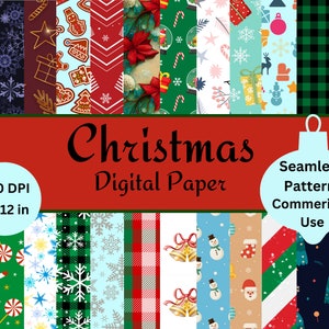 Christmas Patterns Digital Paper Bundle, Digital Paper, Christmas Designs, Christmas Design Prints, Christmas png, png, Seamless Patterns