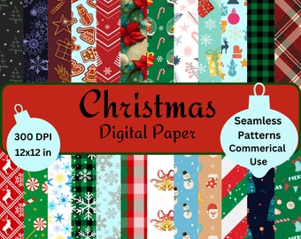 Weihnachten Muster Digitales Papier Bundle, digitales Papier, Weihnachts Designs, Weihnachts Design Drucke, Weihnachten png, png, nahtlose Muster