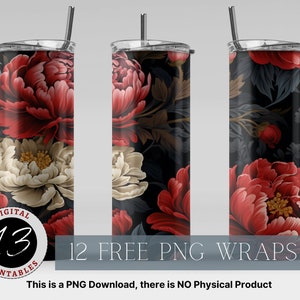 Peonies 20oz Sublimation Tumbler Designs, Sublimation Design png, Straight and Tapered Skinny Tumbler Wrap png, Tumbler png, Flower Tumbler