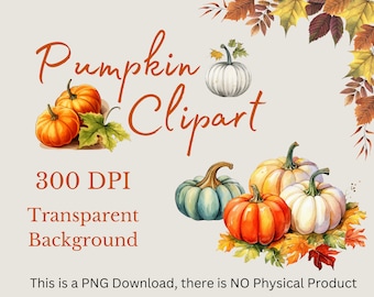 Pumpkins Bundle Clipart, Watercolor Pumpkins, Digital Pumpkins, Pumpkin PNG, Halloween Pumpkin Clipart, Printable Clipart, Commercial Use