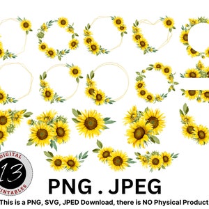 Sunflower Flowers Clipart, Flower PNG, Autumn Flower Design, Autumn Flower PNG, Flower PNG, Fall Clipart, Fall Floral, Fall Wedding, Flowers