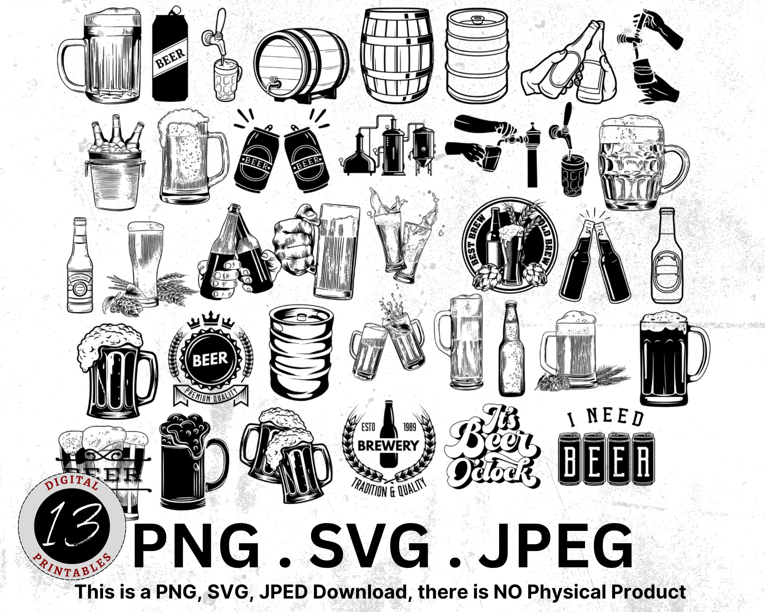 Beer Clipart Bundle SVG, Beer PNG, Beer SVG, Beer Clipart, Beer Bottle ...