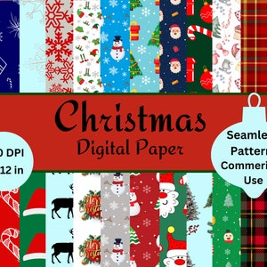 Christmas Digital Paper Bundle, Digital Paper, Christmas Designs, Christmas Design Prints, Christmas png, Digital png, Seamless Patterns
