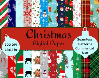 Christmas Digital Paper Bundle, Digital Paper, Christmas Designs, Christmas Design Prints, Christmas png, Digital png, Seamless Patterns