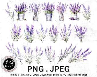 Watercolor Lavender Clipart, Sublimation Design, Lavender Flower PNG, Lavender Clipart, Watercolor Clipart, Digital Lavender Flower, Flowers