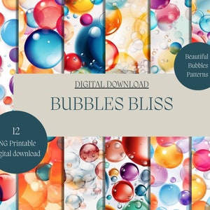 Bubble Digital Paper PNG, Colorful Bubbles, Bubbles Download, Digital Printable, Printable Bubbles, Scrapbook Bubbles, PNG Download, Bubbles