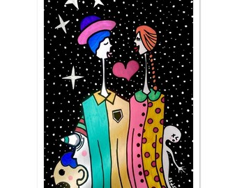 Poster Cosmic Love Artwork, Pop Art Halbglanzpapier, Poster, Wandkunst Geschenk für Familie und Freunde,