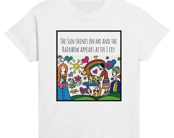 Sunshine and Rainbow Design Classic Kids Crewneck T-shirt