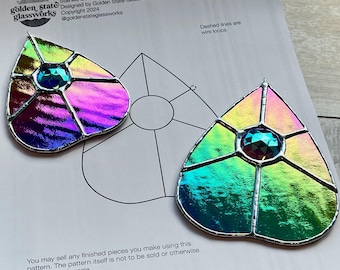 Planchette Stained Glass Pattern: Beginner Halloween Ouija Suncatcher (PDF, SVG, PNG)